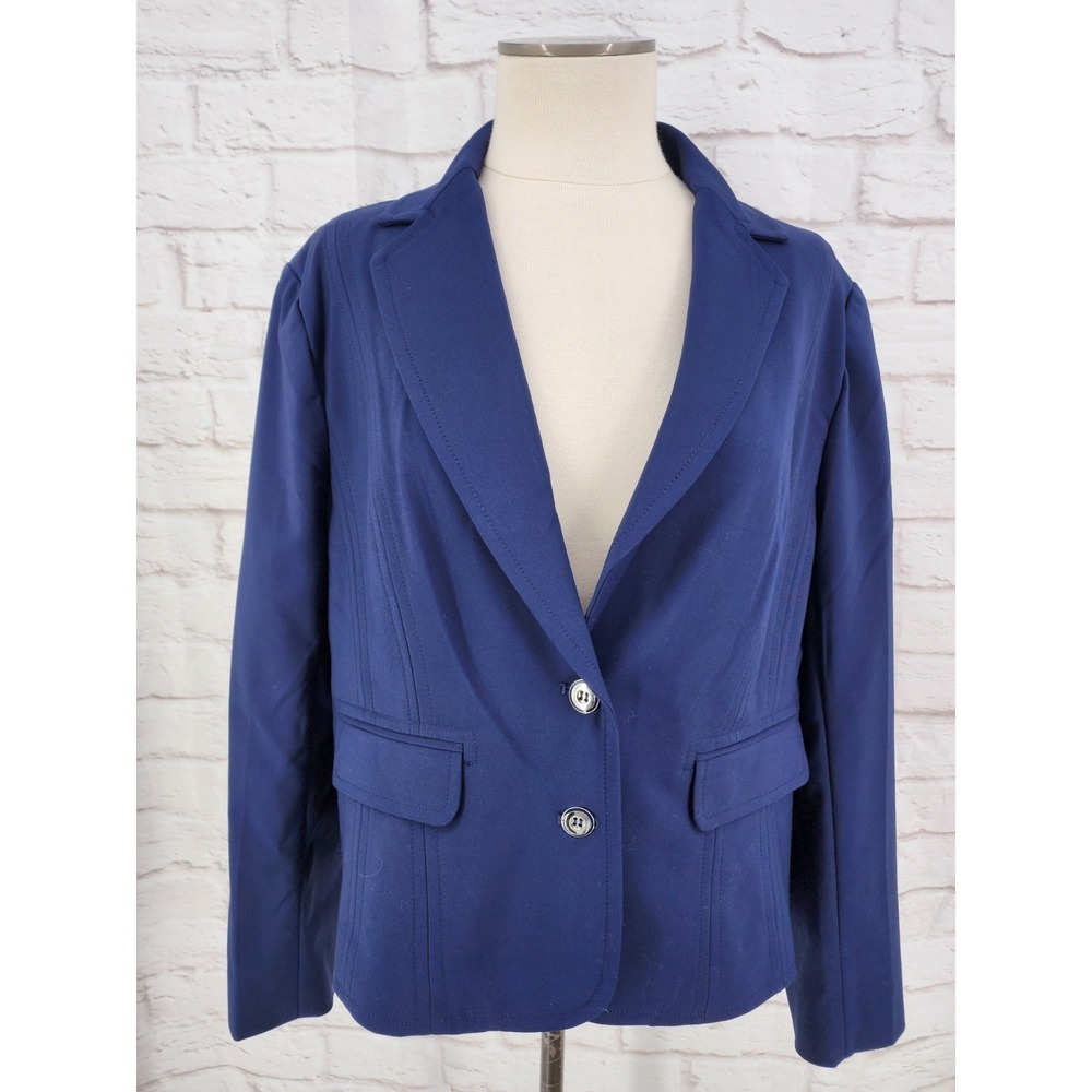 7th Avenue Stretch Blazer Blue Career Office Work Professional Interview Size 18